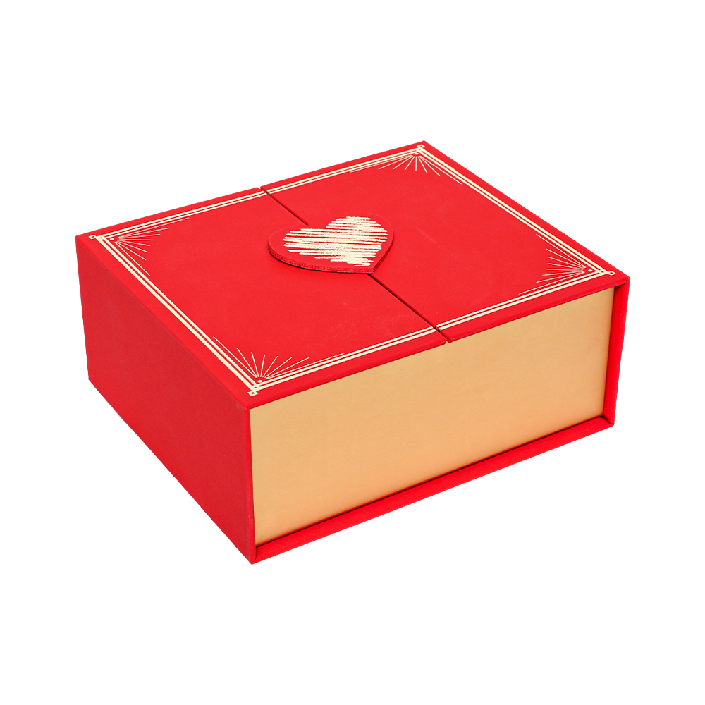 Caja de regalo roja de lujo en forma de corazón para arreglos con empaque de regalo de lujo Lids, juego de 3 (S/M/L)