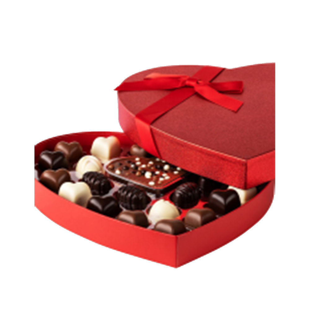 Caja de bombones de San Valentín con una romántica silueta de corazón para guardar golosinas, pasteles y más