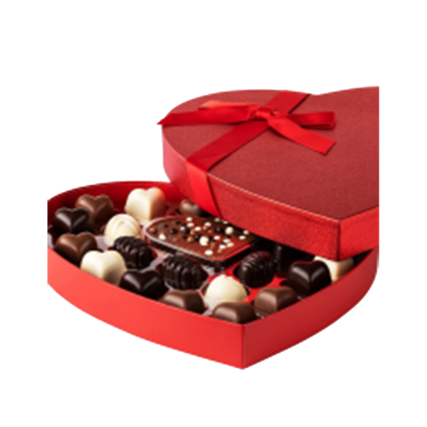 Caja de regalo de chocolate de San Valentín con una romántica silueta de corazón para guardar golosinas como dulces y más