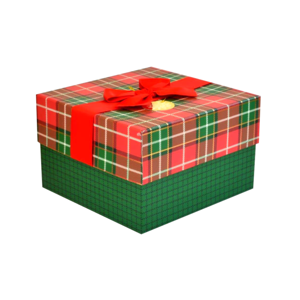 Caja de regalo de Navidad con tapa: caja de regalo de diseño de adornos navideños rojos y verdes para almacenamiento de regalos de decoración navideña