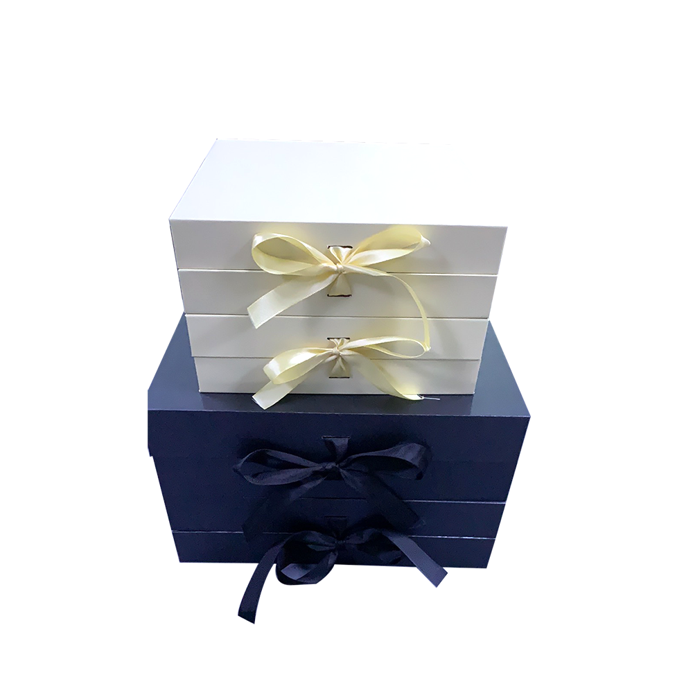 Caja de regalo magnética de lujo negra con cinta caja de almacenamiento resistente plegable perfecta para el cumpleaños del día del padre