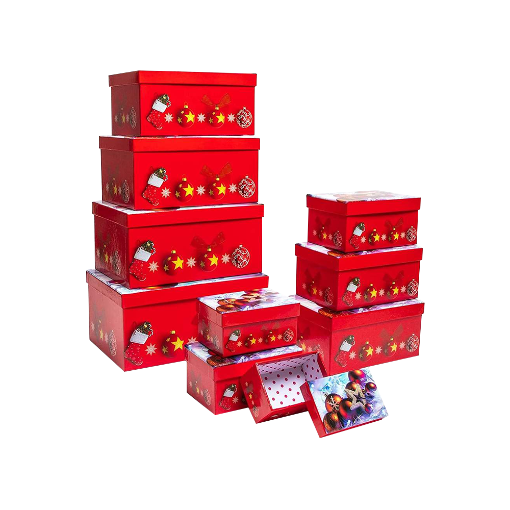 Caja de regalo de Papá Noel con tapa Diseño de dibujos animados lindo y divertido que agrega un ambiente festivo (3 piezas en un juego)