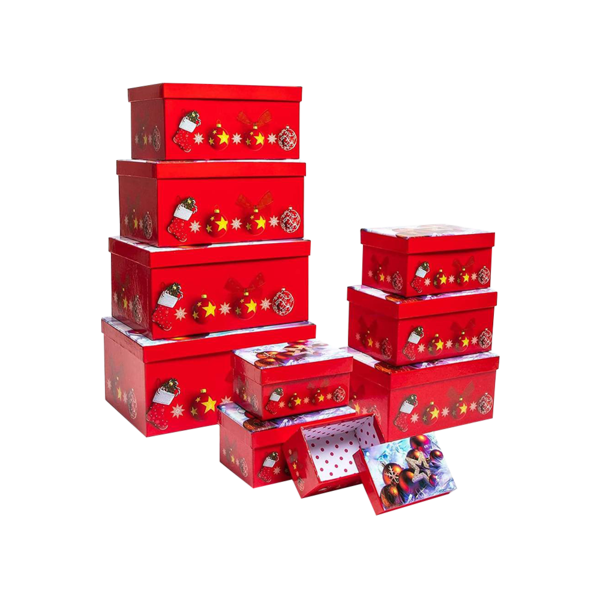 Caja de regalo de feliz navidad elegante y divertida caja de navidad dura con diseño de muñeco de nieve perfecta para envolver regalos decorados en navidad (rojo)